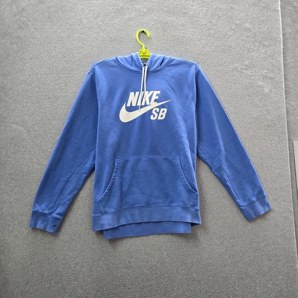 Nike SB Men Hoodie XL Blue Fleece Nike Logo Y2K Fleece Pullover READ